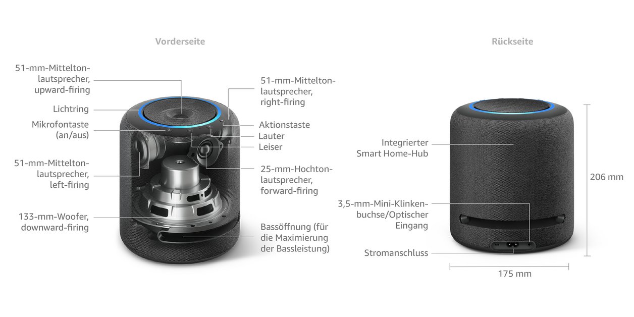 Echo Studio Smarter High Fidelity-lautsprecher Mit 3d-audio Und Alexa Amazon veröffentlicht Echo Studio - neuer High Fidelity-Lautsprecher