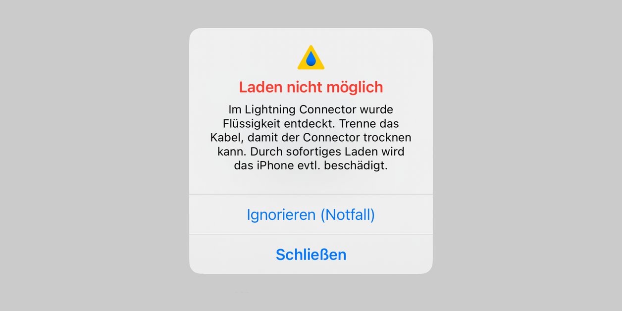 iOS 14 - Laden nicht möglich, im Lightning Connector wurde Flüssigkeit ...