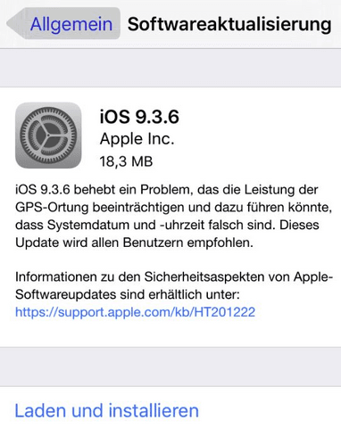 Update Fur Alte Gerate Apple Veroffentlicht Ios 9 3 6 Ios 10 3 4