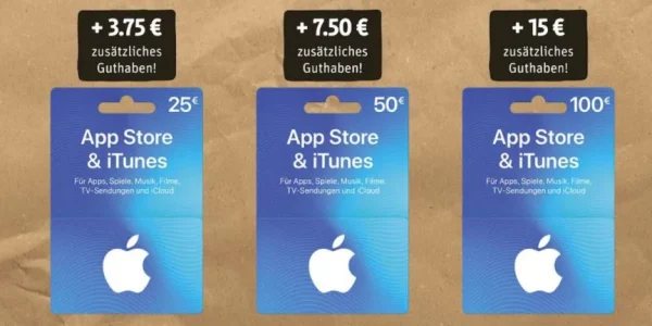 Bonusguthaben für iTunes-Karten: 15 Prozent extra bei Netto, Rossmann & Rewe (Reminder: 10% Rabatt bei Saturn)