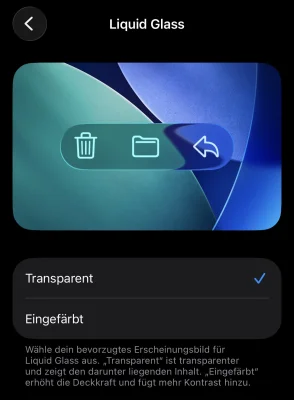 iOS 26.1, iPadOS 26.1 & „Liquid Glass“: Das ist das neue Menü zum Anpassen des Glas-Effekts