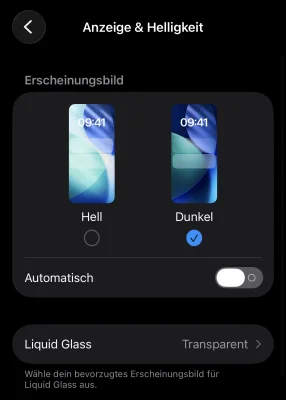 iOS 26.1, iPadOS 26.1 & „Liquid Glass“: Das ist das neue Menü zum Anpassen des Glas-Effekts