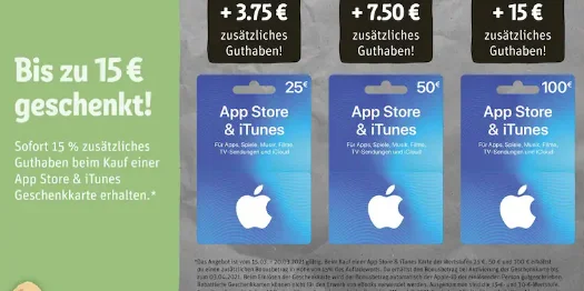 Bonusguthaben für iTunes-Karten: Diese Woche 15 Prozent extra bei Rewe