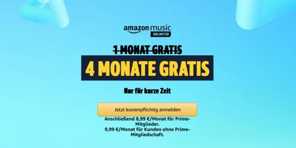 Amazon Music Unlimited vier Monate kostenlos für neue Nutzer