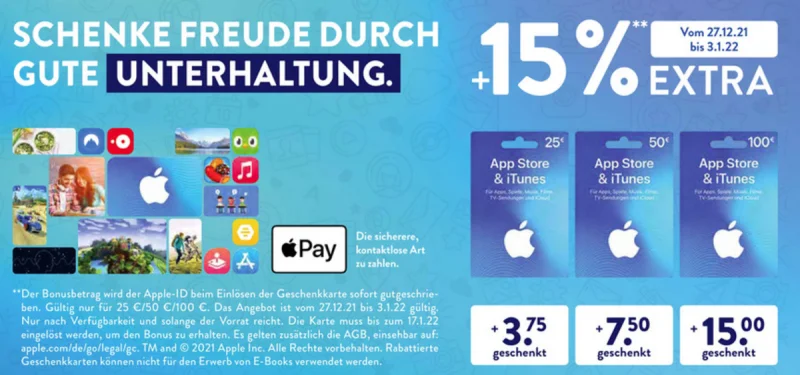 Bonusguthaben für iTunes-Karten bei ALDI Nord & Süd