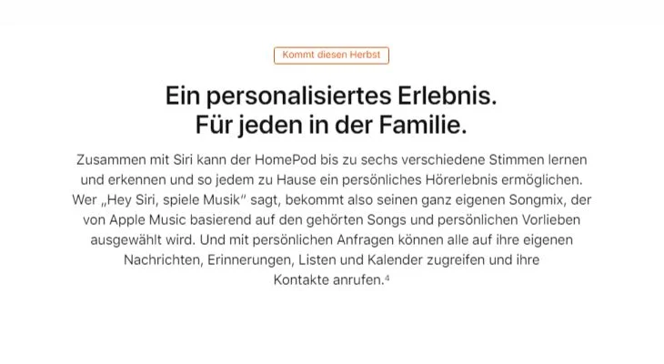 HomePod-Produktseite verrät neue Funktionen des Smartspeakers
