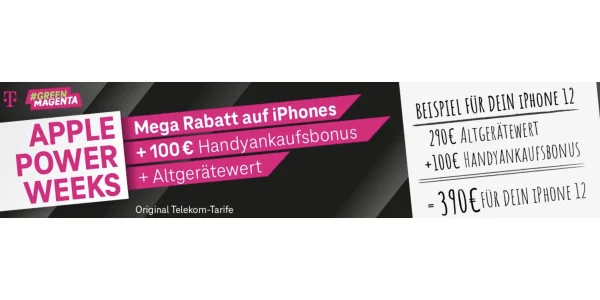Stark reduzierte iPhones + 100 € Ankaufsbonus + Altgerätewert zu den Apple Power Weeks