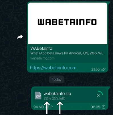 WhatsApp Beta: Verbleibende Downloadzeit von Dateien wird angezeigt
