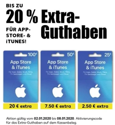 Bonusguthaben für iTunes-Karten: bis zu 20 Prozent extra bei Kaufland
