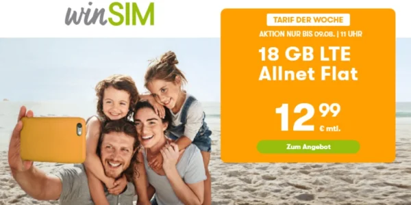 18 GB Allnet-Flat nur 12,99 € monatlich und weitere starke Aktionen bei winSIM
