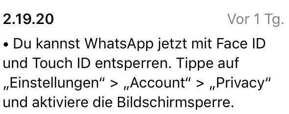 Neues Sicherheitsfeature: WhatsApp unterstützt ab sofort Face ID & Touch ID