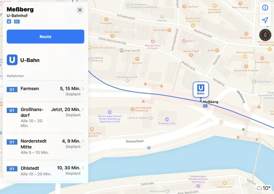 Apple rollt Informationen zum deutschen ÖPNV in der Kartenapp Maps aus