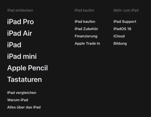 Apple strukturiert seine Webseite um: Neue Menüs & Kategorien