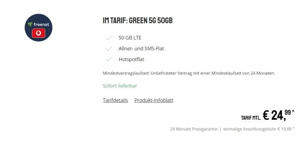 50 GB Daten im Netz von Vodafone nur 24,99 € monatlich
