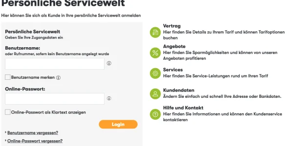winSIM Login in der Servicewelt
