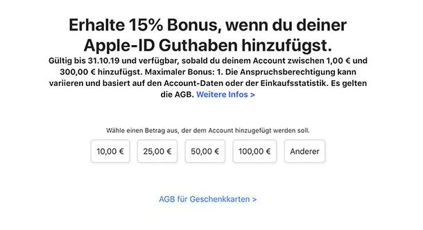 Bis zu 45 Euro Bonus sichern: Apple vergibt 15 Prozent extra beim Kauf von iTunes-Guthaben (Update)