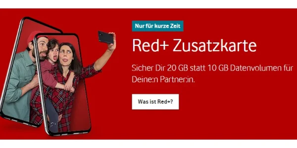 Partnerkarte über Vodafone Red+ jetzt mit 20 statt 10 GB Datenvolumen