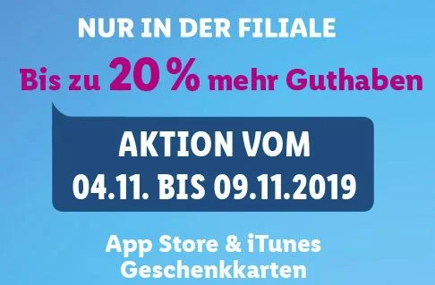 Bonusguthaben für iTunes-Karten: Bis zu 20 Prozent extra bei LIDL, Kaufland & Rossmann