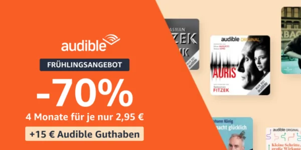 Vier Monate Audible für nur 11,80 Euro plus 15 Euro Bonusguthaben