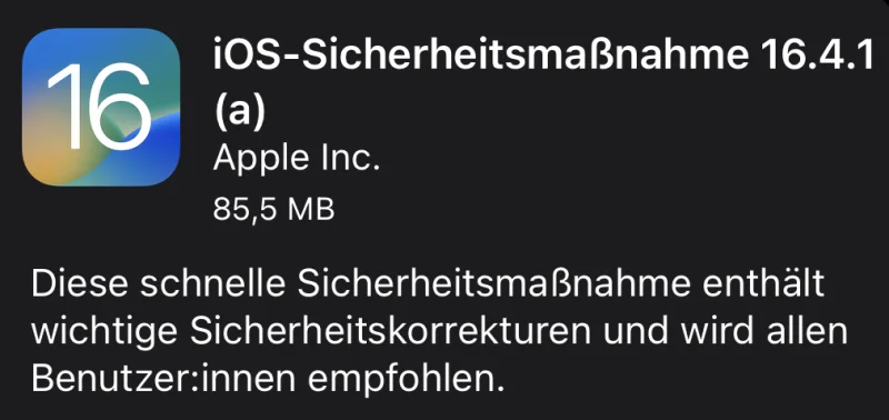 iOS 16.4.1 (a) & iPadOS 16.4.1 (a): Apple veröffentlicht schnelle Sicherheitsmaßnahme