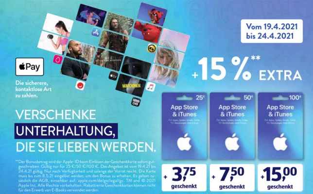 Bonusguthaben für iTunes-Karten: 15 Prozent extra bei ALDI Nord & ALDI Süd (Update: auch bei Rewe)
