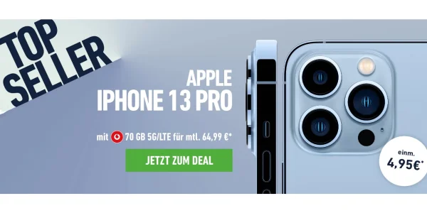 iPhone 13 Pro für 4,95 Euro: 70 GB Daten im Vodafone-Netz für effektiv 20,24 Euro