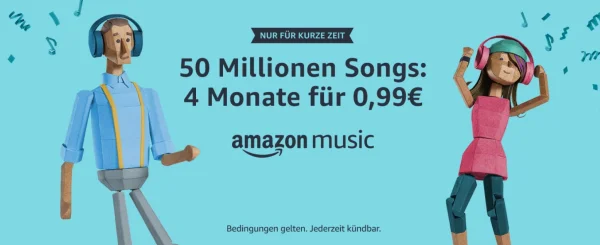 4 Monate Amazon Music Unlimited für einmalig 99 Cent