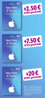 Bonusguthaben für iTunes-Karten: Diese Woche 15% Saturn & bis zu 20% bei LIDL (Update: 15% auch bei Amazon)