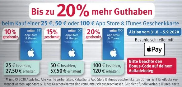 Bonusguthaben für iTunes-Karten: Diese Woche bis zu 20 Prozent extra bei Rossmann & Rewe (Update)