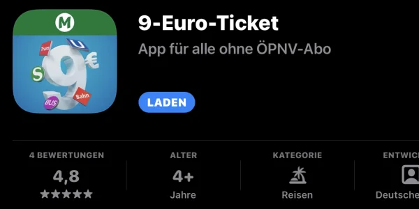 9-Euro-Ticket bekommt eigene iPhone-App