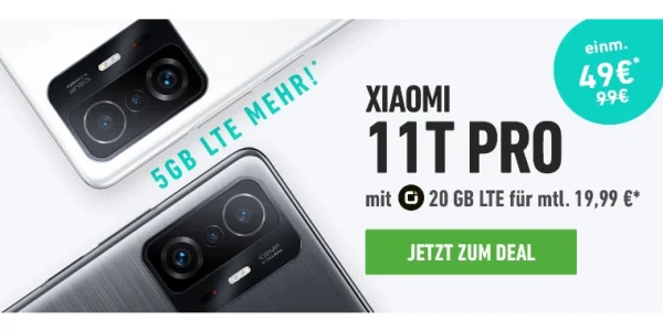 20 GB otelo Allnet-Flat für effektiv 3,78 Euro monatlich: Xiaomi 11T Pro 5G einmalig 49 Euro