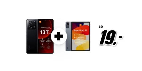 Krass: Xiaomi 13T Pro + Xiaomi Redmi Pad SE + 40 GB Allnet-Flat für effektiv 0,73 € pro Monat