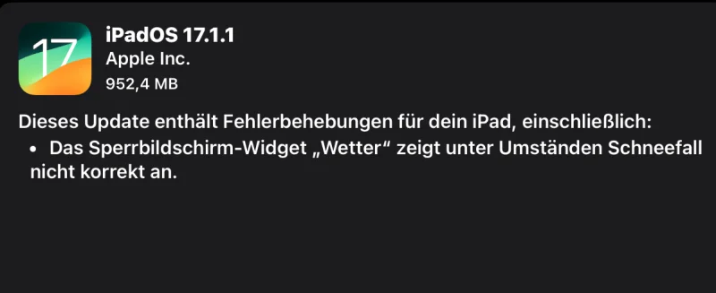 iOS 17.1.1 & iPadOS 17.1.1: Apple behebt zwei kleine Fehler