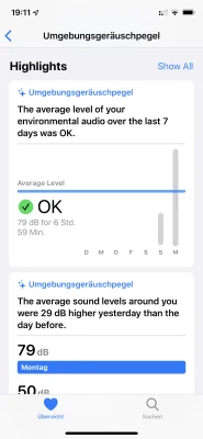 AppleWatch und watchOS 6 - so sieht die neue Geräuschpegel-Funktion aus