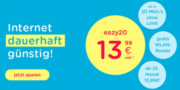 Günstigstes Internet für zu Hause: Nur 13,99 € im Monat und kein Anschlusspreis