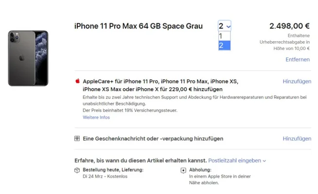 Apple beschränkt Bestellungen beim iPhone, iPad Pro & MacBook Air auf zwei jeweils Geräte pro Kunde