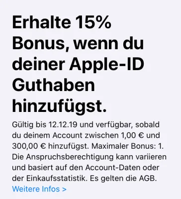Bonusguthaben für iTunes-Karten: Diese Woche 15 Prozent extra bei Rewe & Apple (Update)