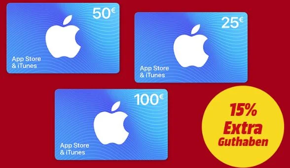 Bonusguthaben für iTunes-Karten: Mediamarkt & Rewe mit 15 Prozent extra