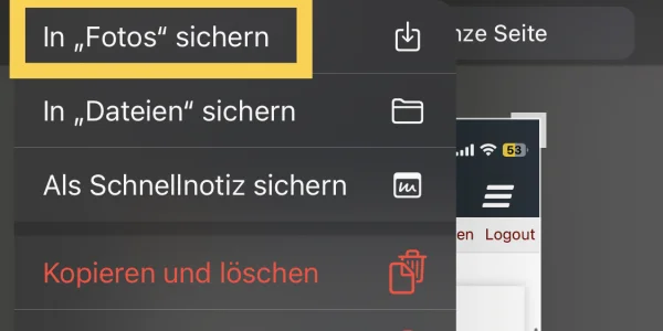 iOS 17 & iPadOS 17: Screenshots von Webseiten können in der Foto-App gespeichert werden