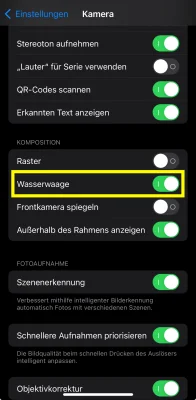 iOS 17-Praxistipp: Wasserwaage in der Kamera-App aktivieren