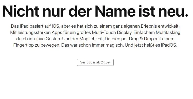 Vorverlegung: iPadOS erscheint bereits am 24. September