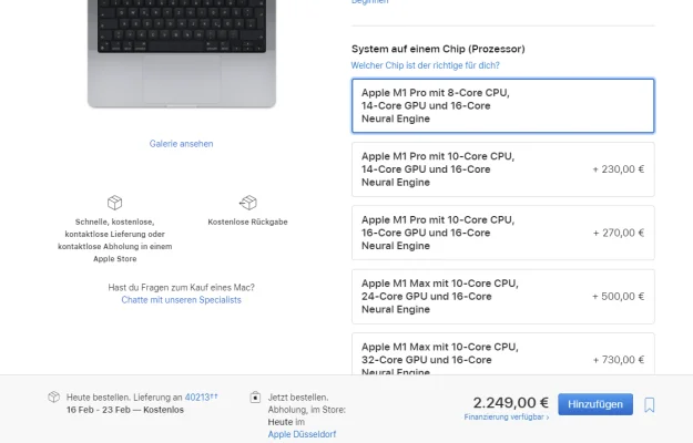 Lieferzeiten des 14 & 16 Zoll MacBook Pro steigen auf bis zu sieben Wochen