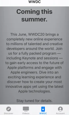 Vorbereitungen für WWDC 2020 Livestream: Apple aktualisiert die Developer App