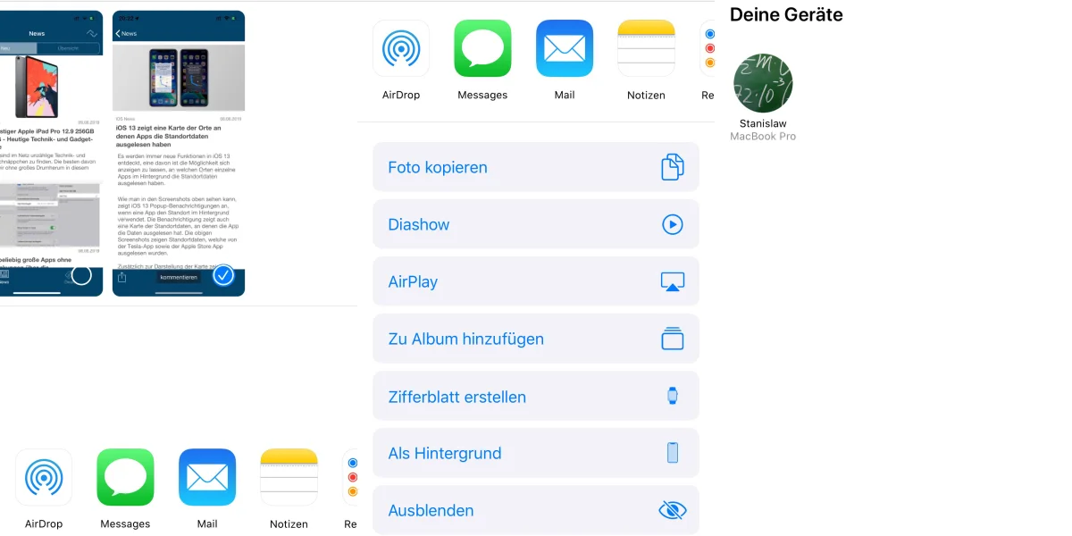 iOS 13 - so sieht die neue Sharing-Funktion aus