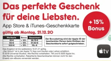 Bonusguthaben für iTunes-Karten: 15% bei Netto & Penny, bis zu 20% bei LIDL (Update: bis zu 20% bei Rossmann)