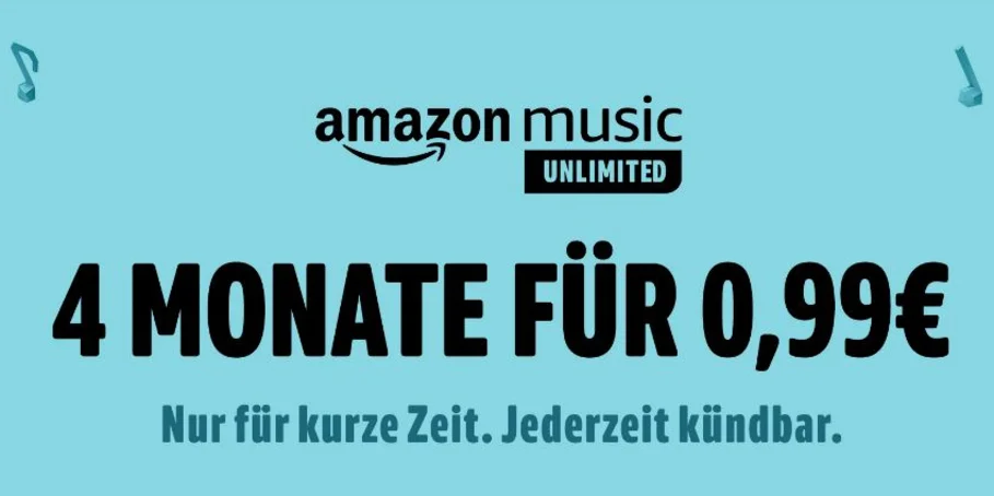 Für Prime-Kunden: Amazon Music Unlimited vier Monate lang für einmalig 99 Cent