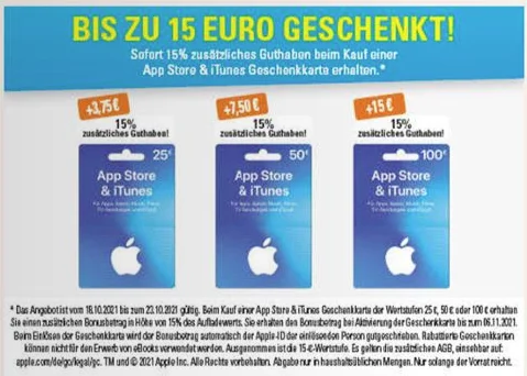 Bonusguthaben für iTunes-Karten: Budni, Marktkauf & Edeka schenken euch 15 Prozent