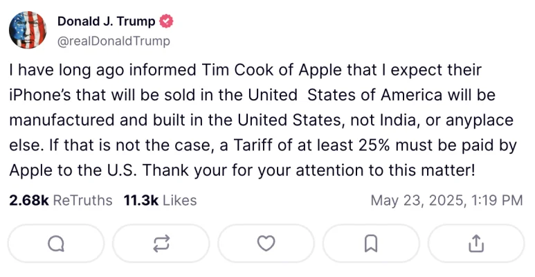 Trump: Apple soll iPhones in den USA produzieren, sonst drohen Strafzölle