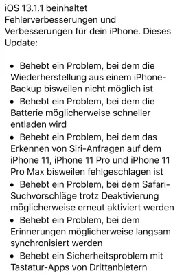 Fehlerbehebungen und Verbesserungen: Apple veröffentlicht iOS 13.1.1 & iPadOS 13.1.1