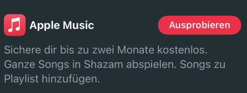 Apple Music bis zu zwei Monate kostenlos über Shazam für Neukunden und Rückkehrer